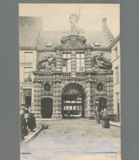 Ghent. Entrance to the Fish Market. Depicting Neptune