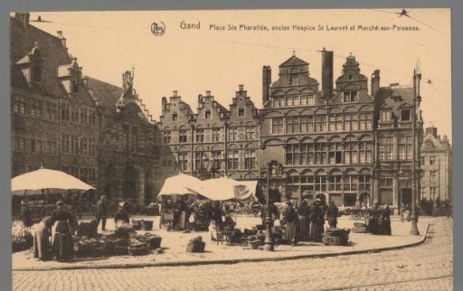 Ghent. Ste Pharaïlde Square, former St. Laurent Hospice and Fish Market