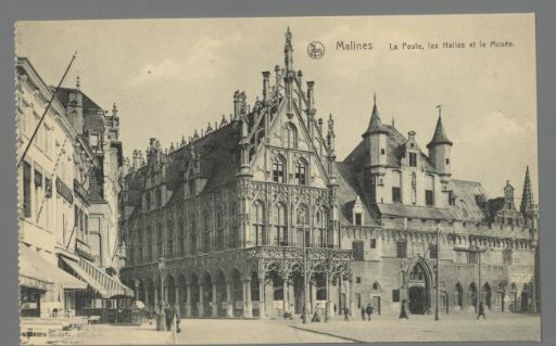 Malines. The Post Office, the Market Hall and the Museum