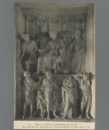 Marcus Aurelius has food distributed to the people, in 176 AD
