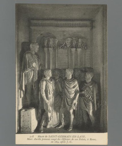 Marcus Aurelius taking leave of the officers of his palace, in Rome, in 169 AD