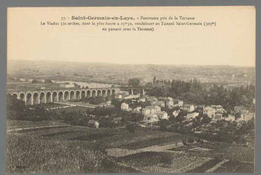 Saint-Germain-en-Laye. Panorama Taken from the Terrace. The Viaduct (20 Arches, the Highest 23.50 m, Leading to the Saint-Germain Tunnel (305 m) Passing Under the Terrace)