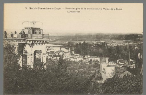 Saint-Germain-en-Laye. Panorama Taken from the Terrace over the Seine Valley. The Elevator