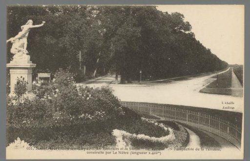 Saint-Germain-en-Laye. The Rosarium and the Statue 'The Torrent'. Perspective of the Terrace, Built by Le Nôtre (Length 2,400 m)