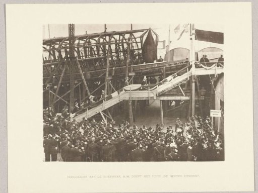 Visit to the Royal Dockyard and christening of ship De Hertog Hendrik in Amsterdam