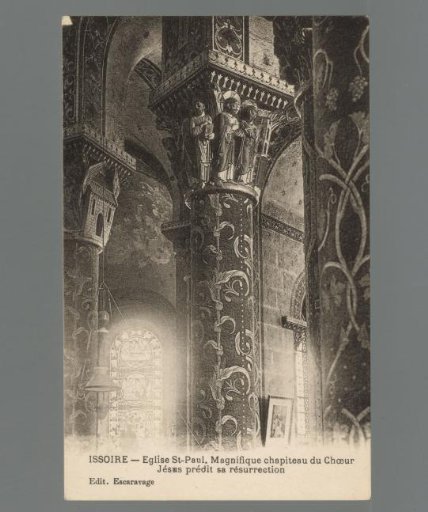 Issoire. St. Paul's Church. Magnificent capital of the Choir. Jesus predicts his resurrection