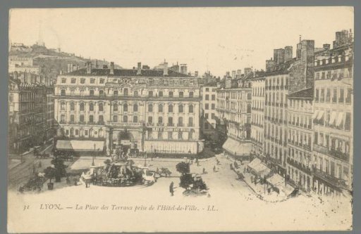 Lyon. The Place des Terraux as seen from the Hôtel-de-Ville