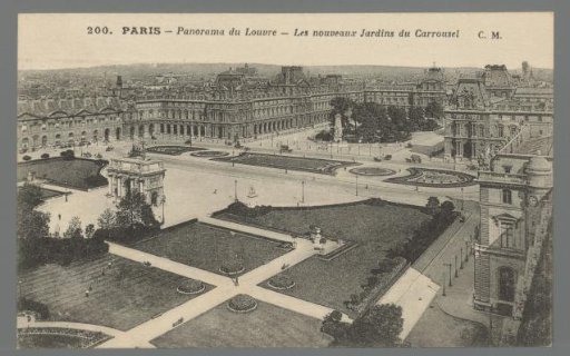 Paris. Panorama of the Louvre. The New Gardens of the Carrousel
