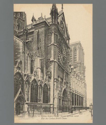 Paris. Church of Notre-Dame, north side facade. Rue du Cloître-Notre-Dame