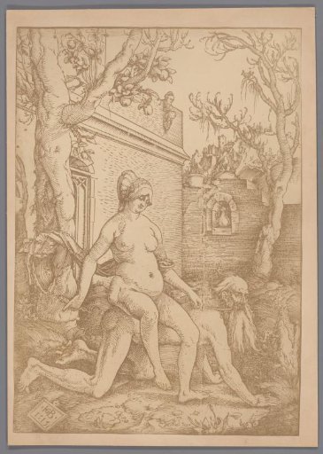 Photographic reproduction of the woodcut Aristotle and Phyllis by Hans Baldung Grien