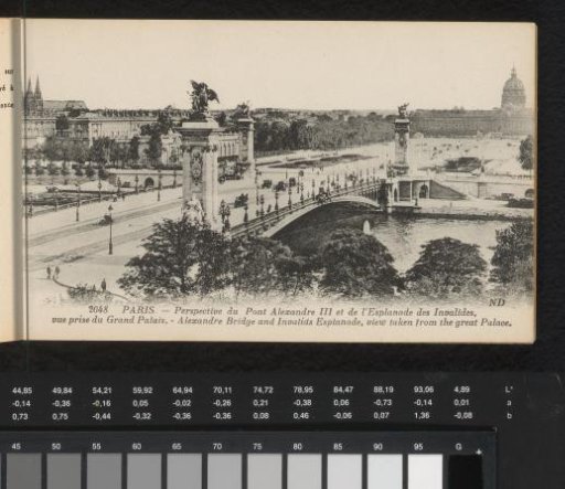 Paris. Perspective of the Pont Alexandre III and the Esplanade des Invalides, view taken from the Grand Palais / Alexandre Bridge and Invalids Esplanade, view taken from the Great Palace