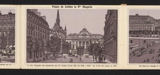 Palais de Justice, the Sainte-Chapelle. The Sainte-Chapelle was built by St. Louis (Louis IX) from 1245 to 1248. The Grille was installed in 1787