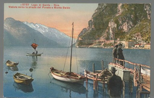 Lake Garda. Riva. View towards the Ponale road and Monte Baldo