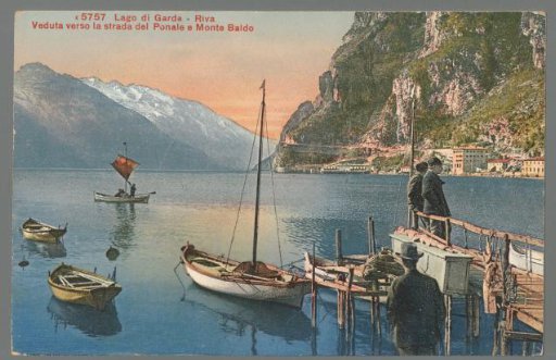 Lake Garda. Riva. View towards the Ponale road and Monte Baldo