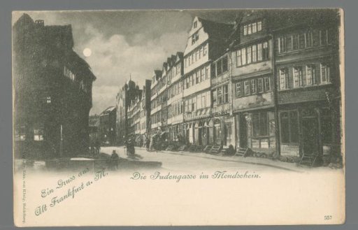 Greetings from Old Frankfurt a. M. The Jewish Quarter by Moonlight