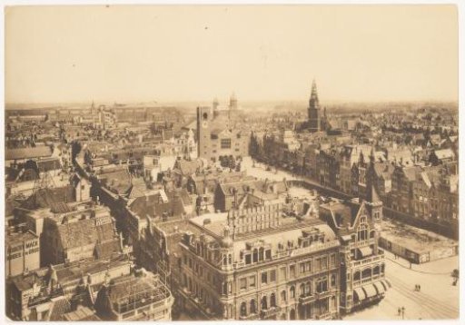 View of Amsterdam from the Palace on the Dam, looking towards the Beurs van Berlage and the Oude Kerk
