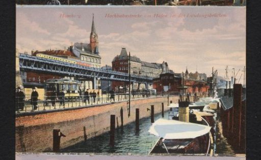 Hamburg. Elevated railway line at the harbour near the Landungsbrücken