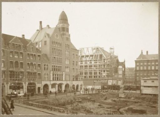 View of the Dam in Amsterdam during works for the widening of the Dam