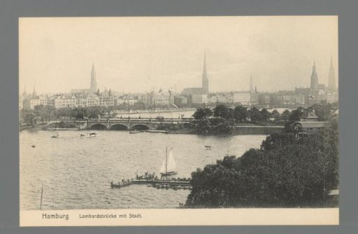 Hamburg. Lombards Bridge with City