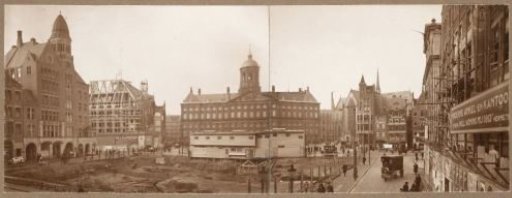 View of the Dam in Amsterdam during works for the widening of the Dam, 1916