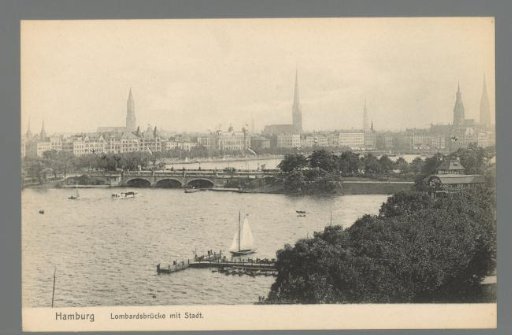 Hamburg. Lombardsbrücke with the city