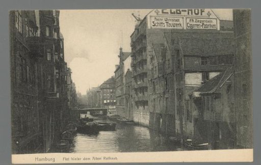 Hamburg. Flet behind the Old Town Hall