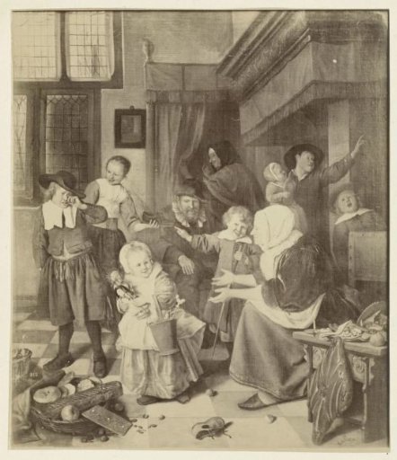 Photographic reproduction of the painting The Feast of Saint Nicholas by Jan Steen