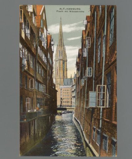 Old Hamburg. Fleet with Nikolaikirche