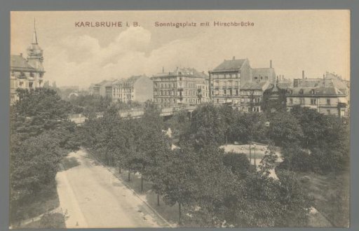 Karlsruhe i. B. Sunday Square with the Hirsch Bridge