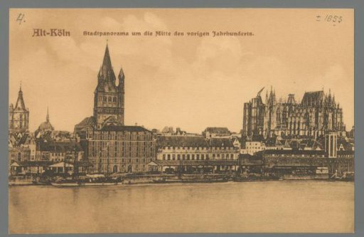 Old Cologne. City Panorama around the Midpoint of the Last Century