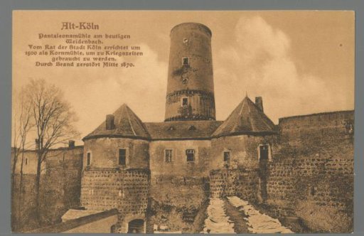 Old Cologne. Pantaleonsmühle at the Present-Day Weidenbach. Built by the City Council of Cologne Around 1500 as a Grain Mill for Use During Wartime. Destroyed by Fire in the Mid-1870s