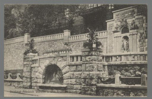 Königsberg in Prussia. Monument to Frederick William I and Fountain at the New Palace Terrace
