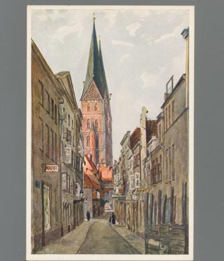 Lübeck. Fünfhausen with a View of the Marienkirche