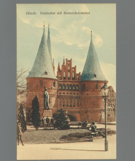 Lübeck. Holstentor with Bismarck Monument