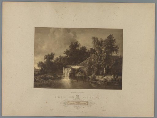 Photographic reproduction of the painting A Watermill by Meindert Hobbema