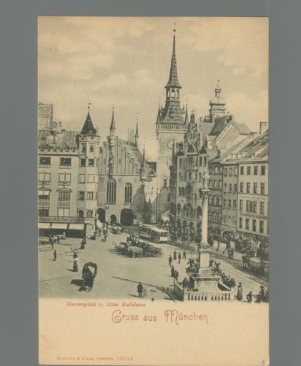 Greetings from Munich. Marienplatz and Old Town Hall