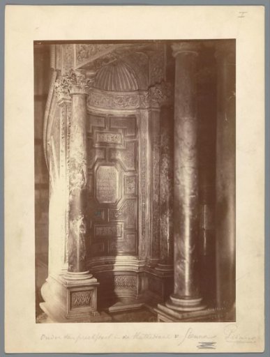 View under the Pulpit of Nicola Pisano in the Cathedral of Siena