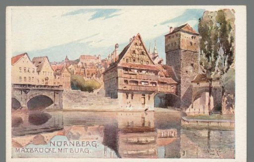 Nuremberg. Max Bridge with Castle