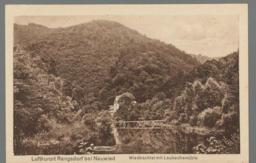 Rengsdorf, a health resort near Neuwied. Wiedbach valley with Laubachsmühle