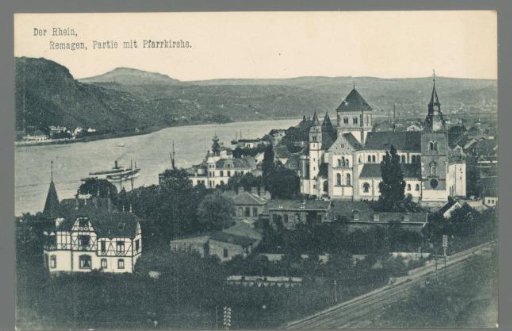The Rhine, Remagen, View with Parish Church