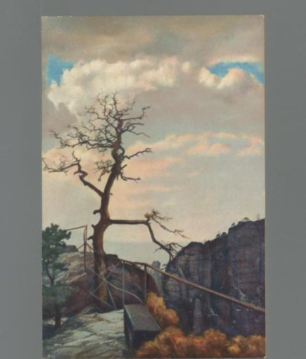 View of a path and rock formation in the Saxon Switzerland