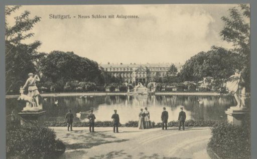 Stuttgart. - New Palace with Anlagen Lake