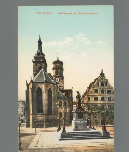 Stuttgart. Stiftskirche with Schiller Monument
