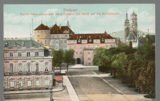 Stuttgart. View of the New and Old Castle with Sight of the Stiftskirche