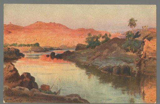 Assouan. Elephantine, view from Cataract-Hotel / Assuan. Elephantine, view from Cataract-Hotel