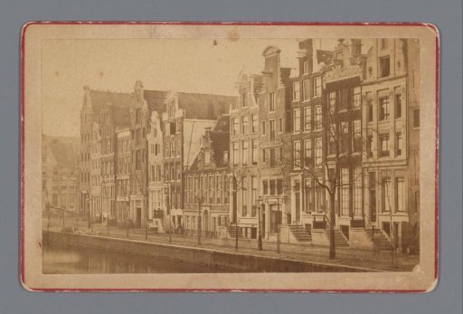 View of dwellings along a canal in Amsterdam
