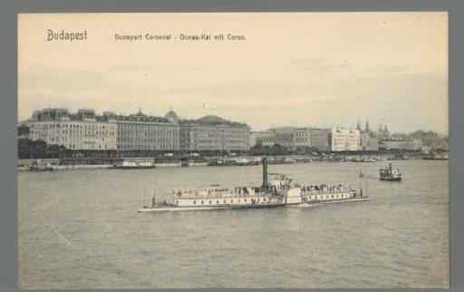 Budapest. Danube Embankment with Corso / Donau-Kai mit Corso
