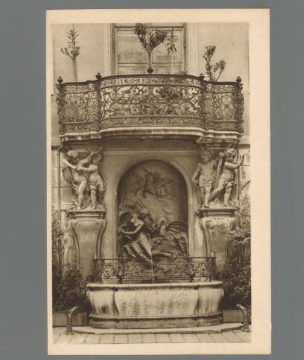 Old Vienna - Fountain in the Courtyard of the Old Town Hall with a lead relief by Rafael Donner (1741)