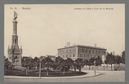 Madrid. Estatua de Colón y Casa de la Moneda