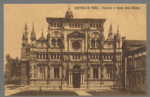 Certosa di Pavia. Facade and side of the Church